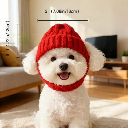 🔥Red Wool Knit Dog🐶 Beanie with Ear Flaps