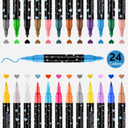 🖊️ 50% OFF NOW! ✨ Dual-Tip Glitter Marker Pen - Vibrant Colors for Art/Journaling/Scrapbooking, Non-Toxic & Quick-Drying 🎨📝