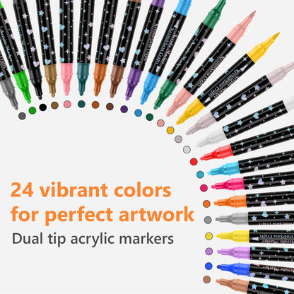 🖊️ 50% OFF NOW! ✨ Dual-Tip Glitter Marker Pen - Vibrant Colors for Art/Journaling/Scrapbooking, Non-Toxic & Quick-Drying 🎨📝