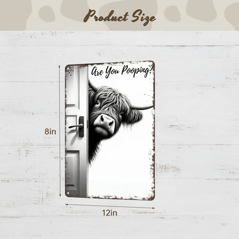 🐄 The Cheeky Visitor: Vintage Highland Cow Sign
