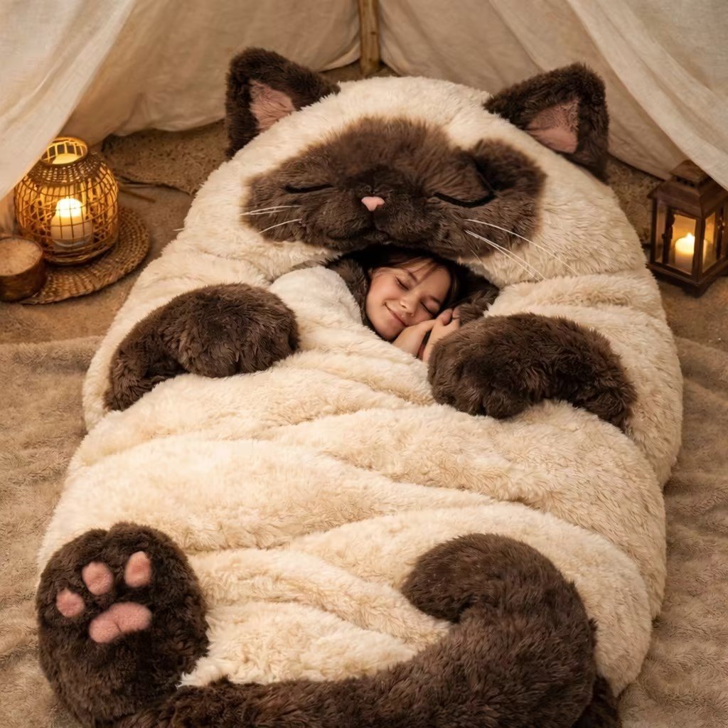 🔥Second Item 60% Off🌟🐱 Fluffy cat sleeping bag– Soft, Warm & Purrfectly Cozy😴💤
