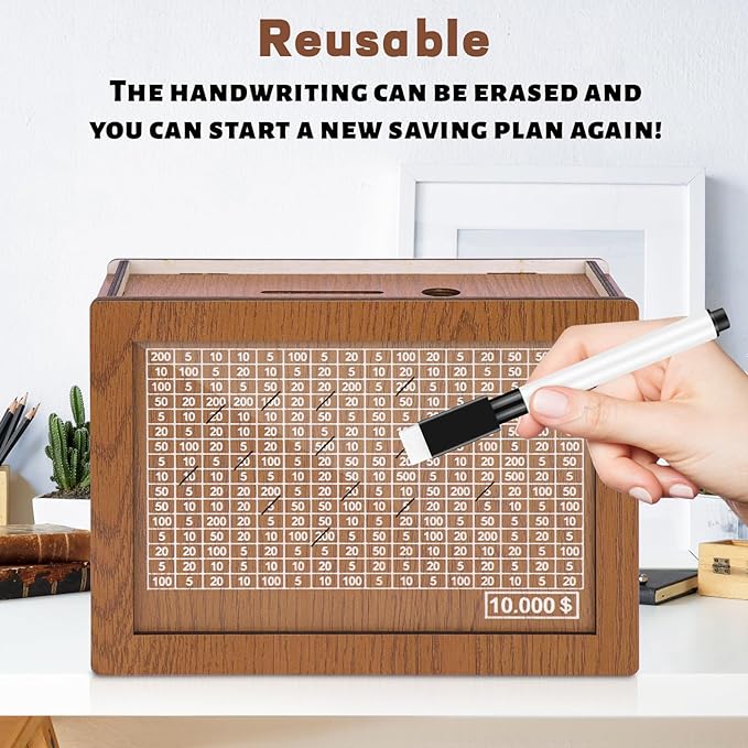 🔥 LAST DAY 49% OFF-Cash Vault Wooden Savings Box