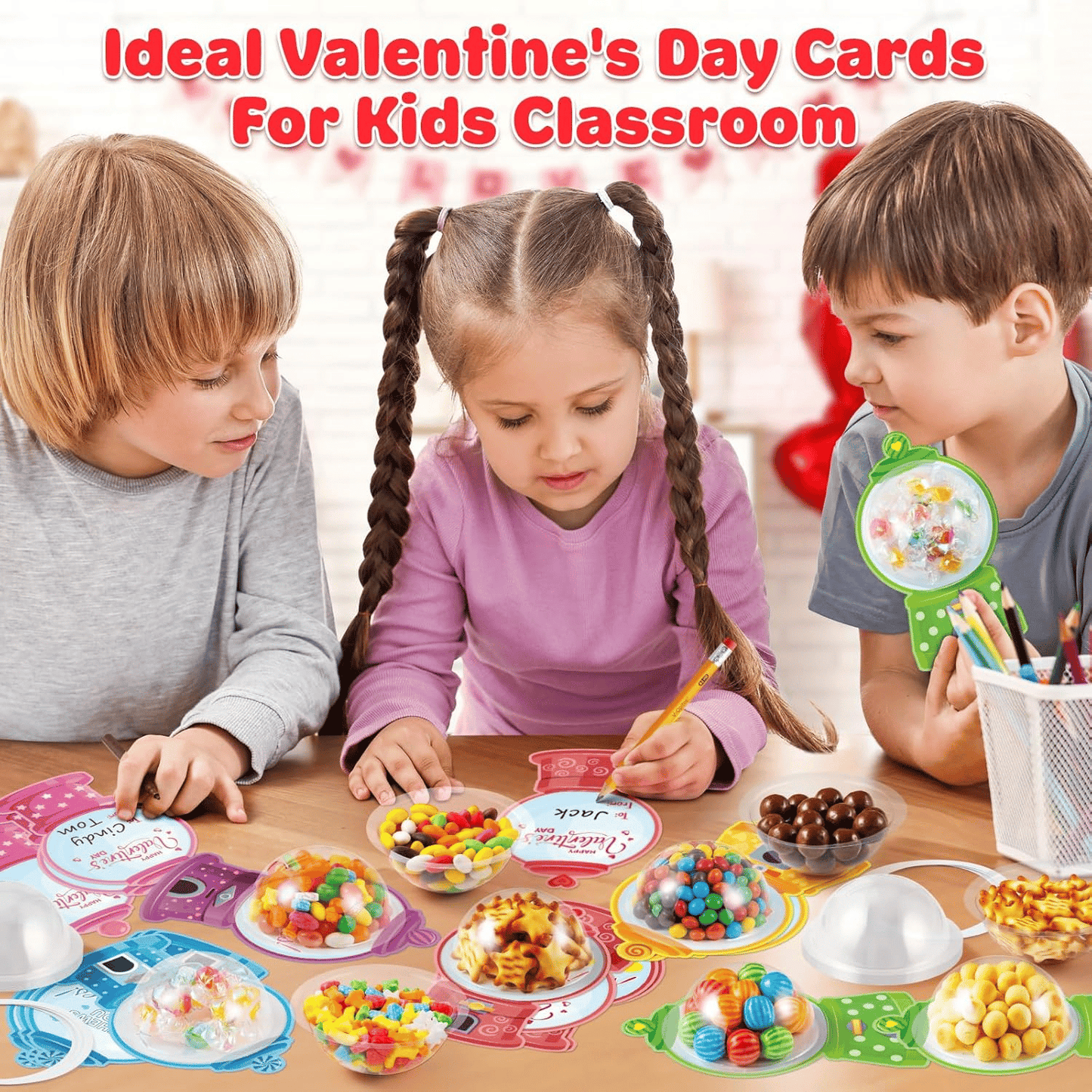 Candy Cards Gift Set | 36/18 Pcs with Plastic Domes, DIY Treat Holders for Classroom Exchange, Kids & Couples 💝🎁🍬