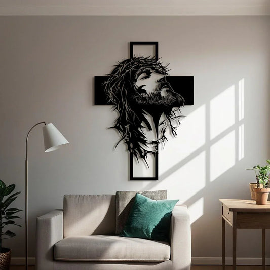 🔥2026 Spring special offer 50% off - ✝️Metal Jesus and Cross Wall Art: Christian Home Decor