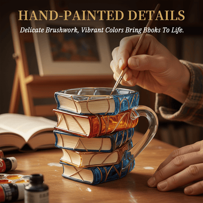 Artisan Stained Glass Book Stack Mug - Handcrafted Elegance Meets Your Favorite Reading Ritual📚