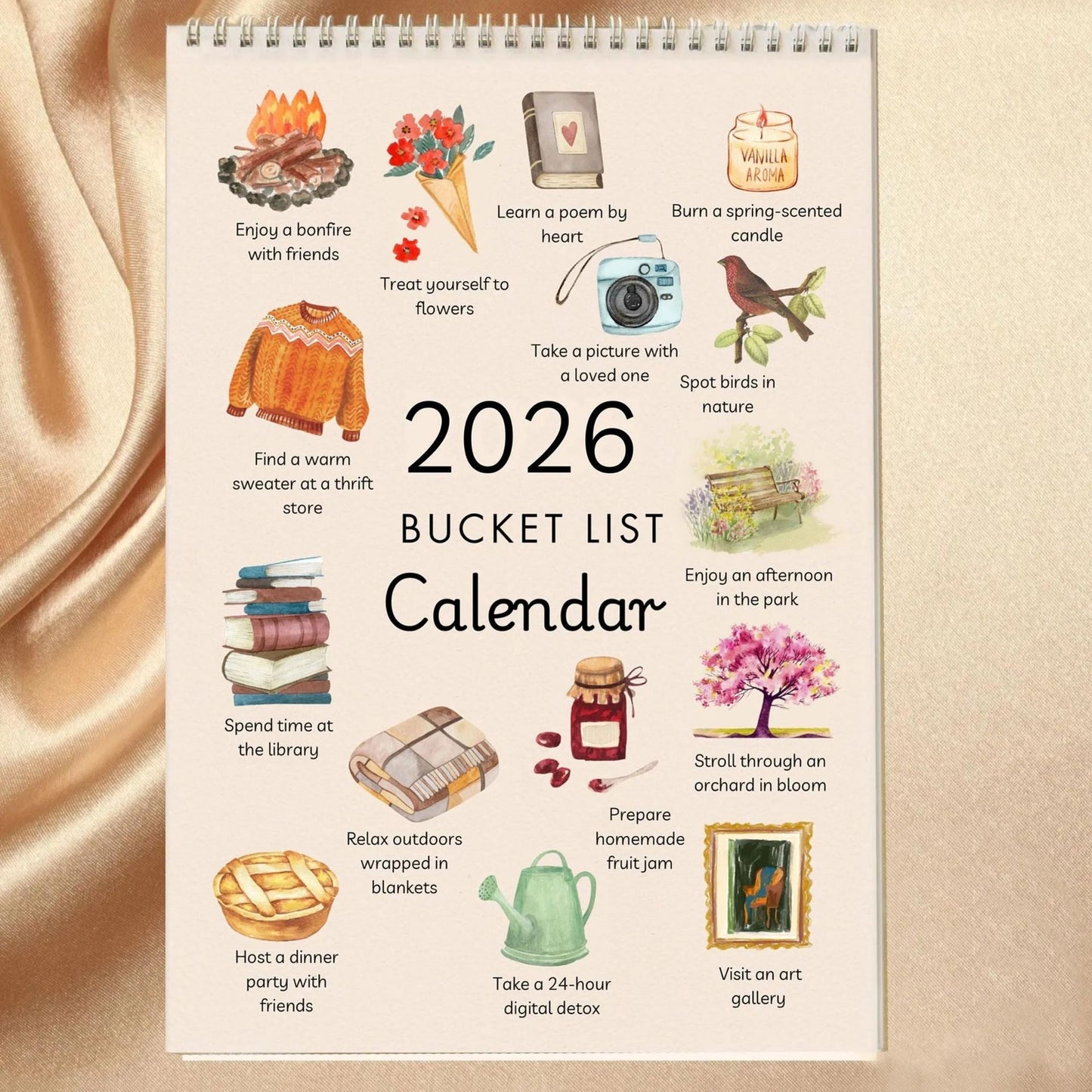 📅2026 Bucket List Spiral Calendar: Slow Down & Savor the Seasons
