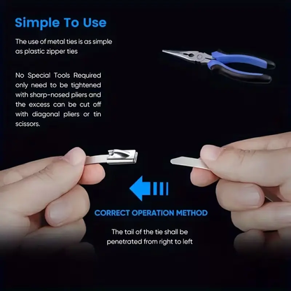 🔥Limited TimePromotion 50% OFF🔥 Metal Zip Ties 304 Stainless Steel  Heavy-Duty Self-Locking Cable Ties