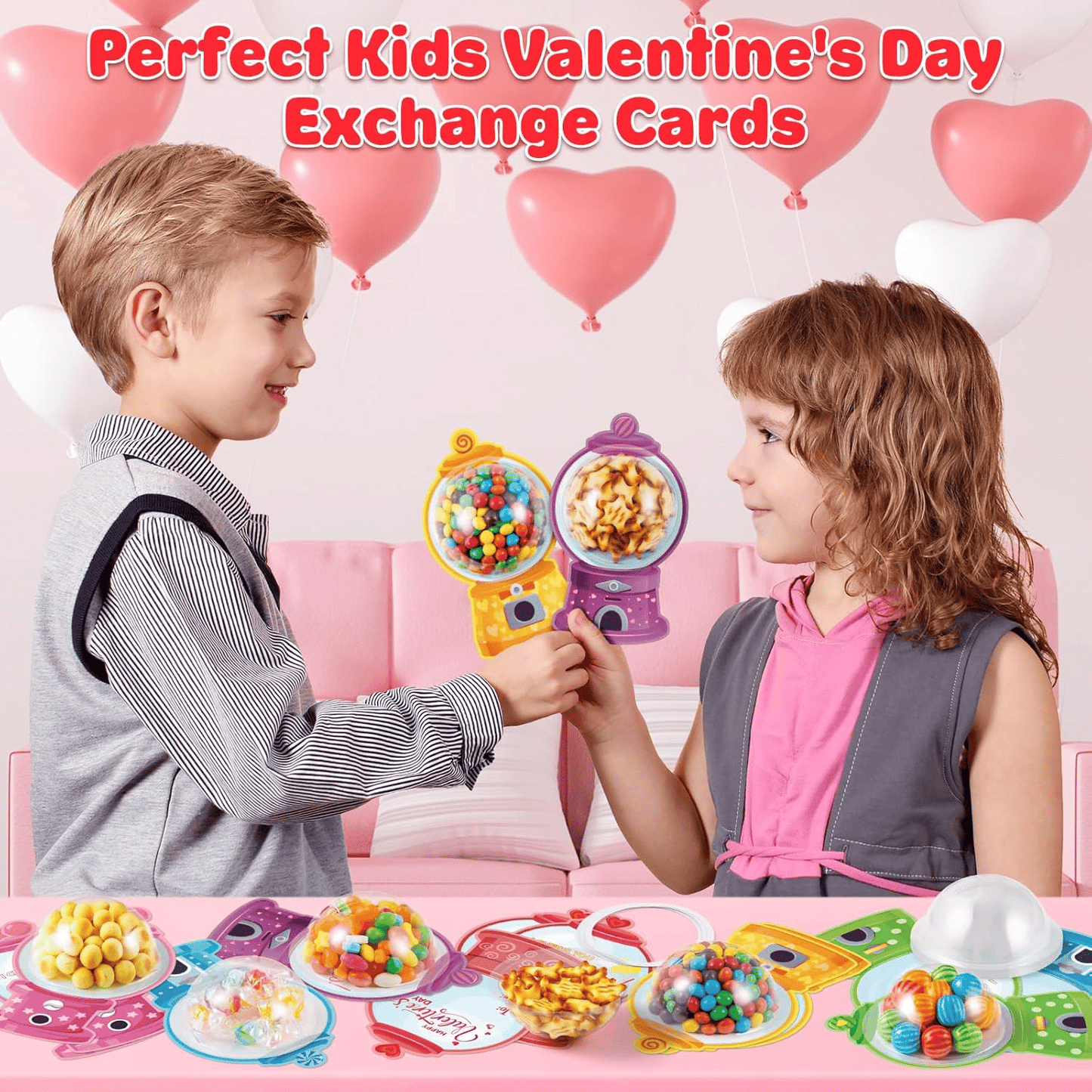 Candy Cards Gift Set | 36/18 Pcs with Plastic Domes, DIY Treat Holders for Classroom Exchange, Kids & Couples 💝🎁🍬