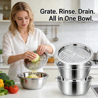 Two-piece set: grating disc and solid bowl