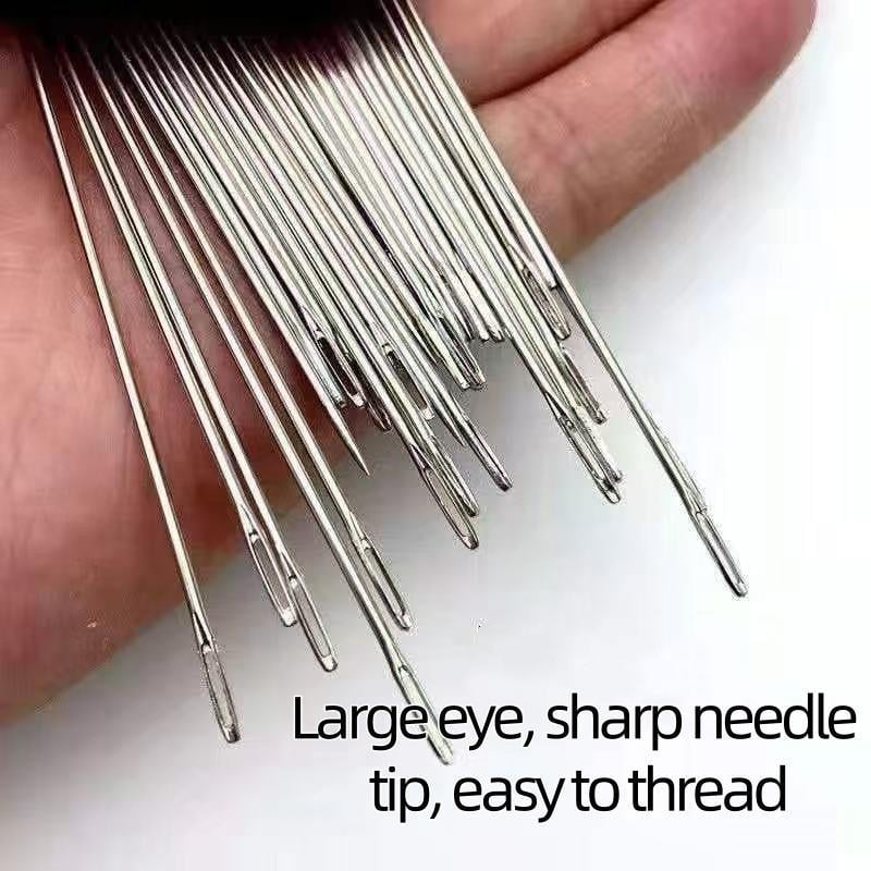 🔥LAST DAY SALE 49% OFF - 🧵34PCS Big Eye Steel Needles Set ✨Long & Thin Handmade Quilting & Sewing Needles Kit for DIY Sewing Projects