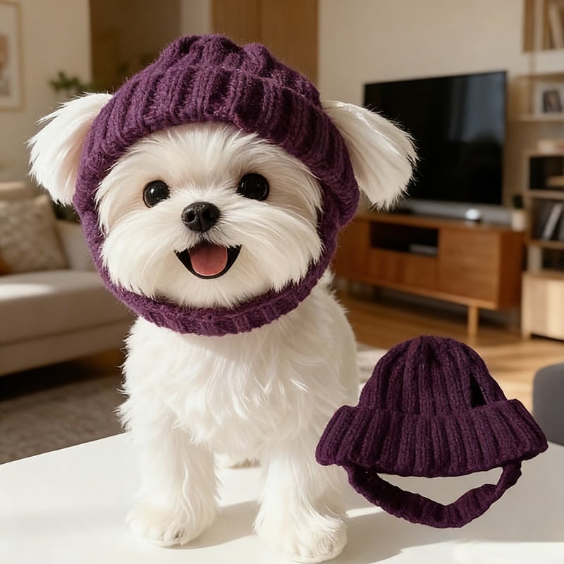 🔥Red Wool Knit Dog🐶 Beanie with Ear Flaps