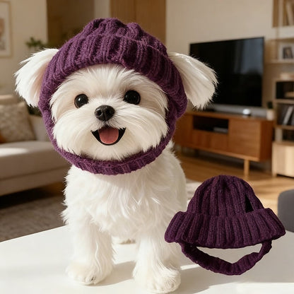 🔥Red Wool Knit Dog🐶 Beanie with Ear Flaps