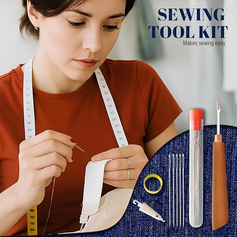🔥LAST DAY SALE 49% OFF - 🧵34PCS Big Eye Steel Needles Set ✨Long & Thin Handmade Quilting & Sewing Needles Kit for DIY Sewing Projects