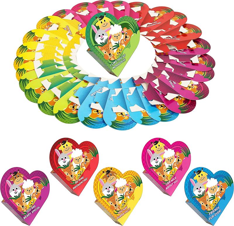 ✨LAST DAY ONLY 49% OFF🔥Animal Building Blocks Valentines Heart Boxes Filled for Kids Valentines Cards