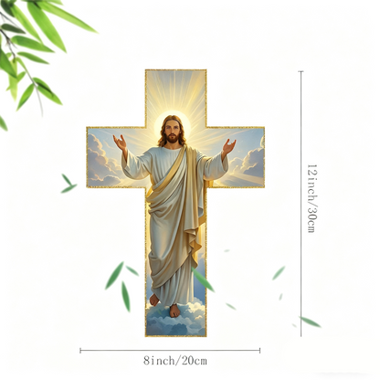 ✝️  ✨ Retro Jesus Christ Wall Cross Decor - Vintage Wooden Design with Faith Symbolism for Spiritual Home Accent 🌟🕊️