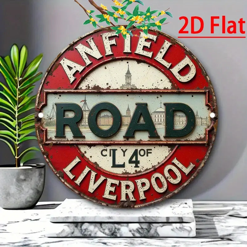 Vintage Anfield Road L4 Aluminum Wall Sign